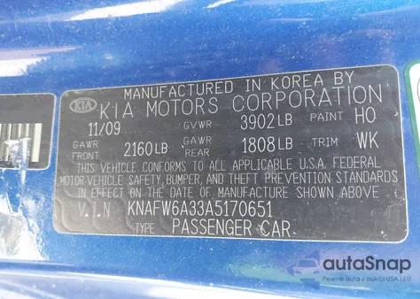 2010 Kia Forte Koup Sx from USA, damaged, VIN KNAFW6A33A5170651